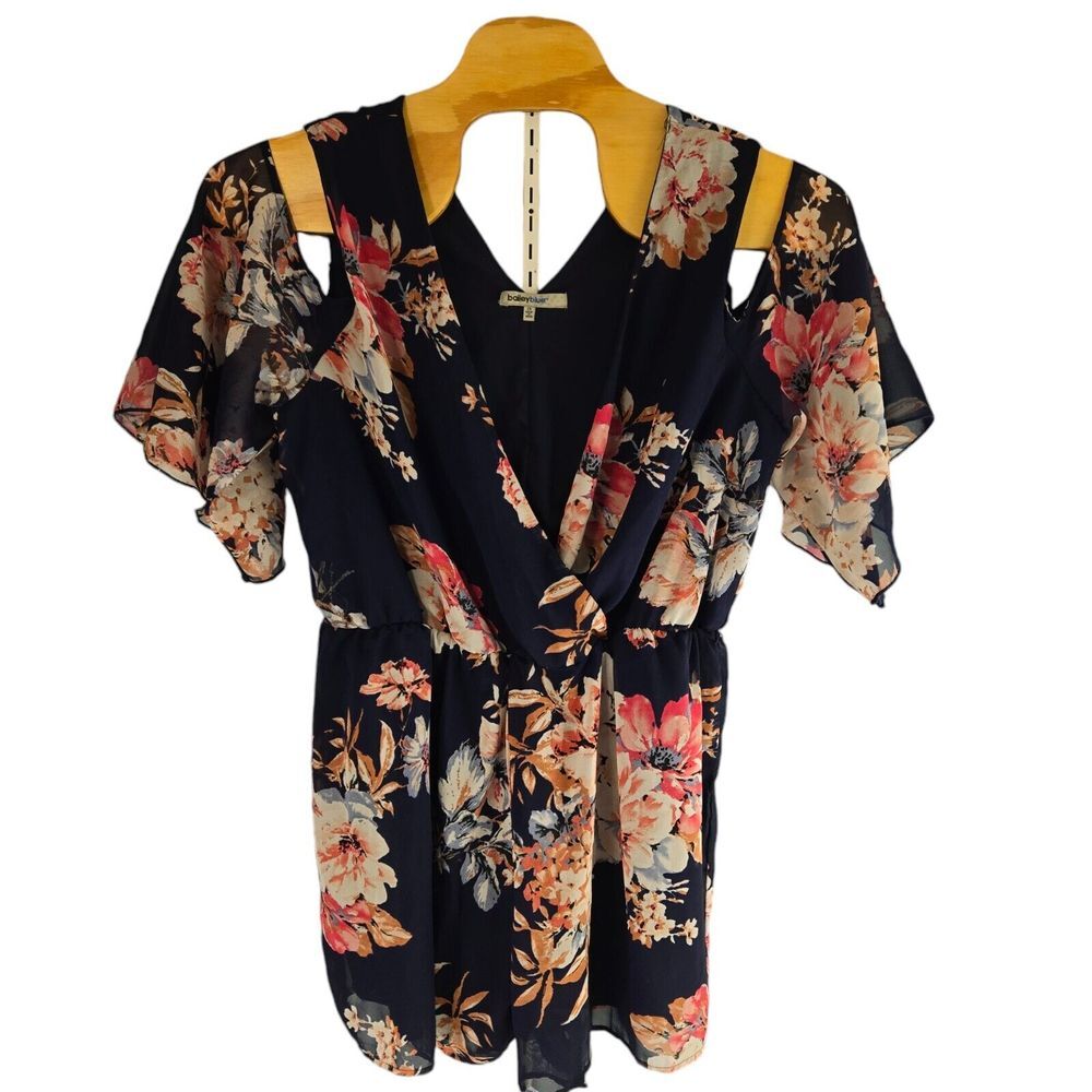 Bailey Blue 4EJ4F0824 Womens 2XL Blue‎ Floral Cold Shouldr Sleeve Mini Dress